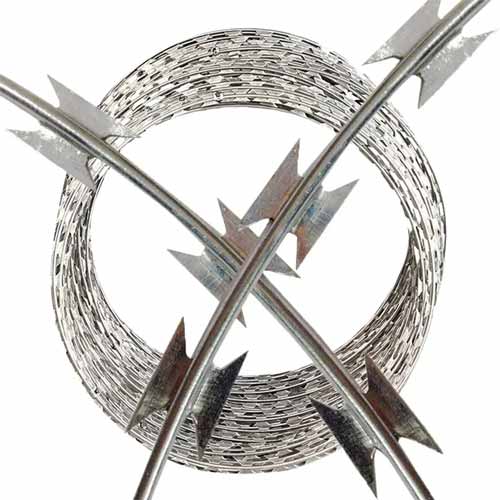 Anti explosion concertina 730mm coil diameter razor barbed wire mesh barrier wall