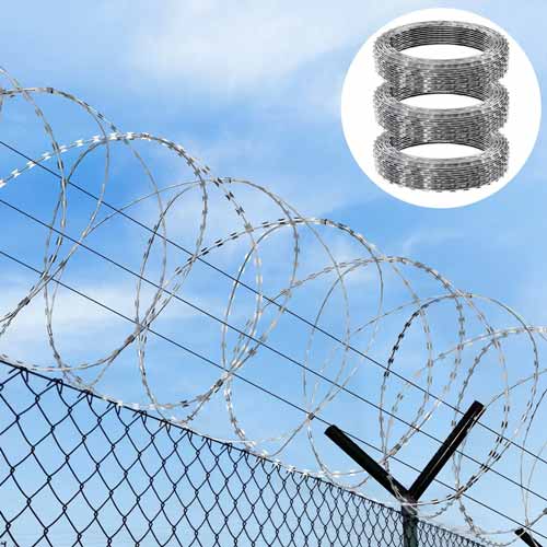 Wholesale Stainless Steel Snake Belly Net Secure Garden Security Barrier Fence Galvanized Razor Roll Barbed Wire Metal Frame